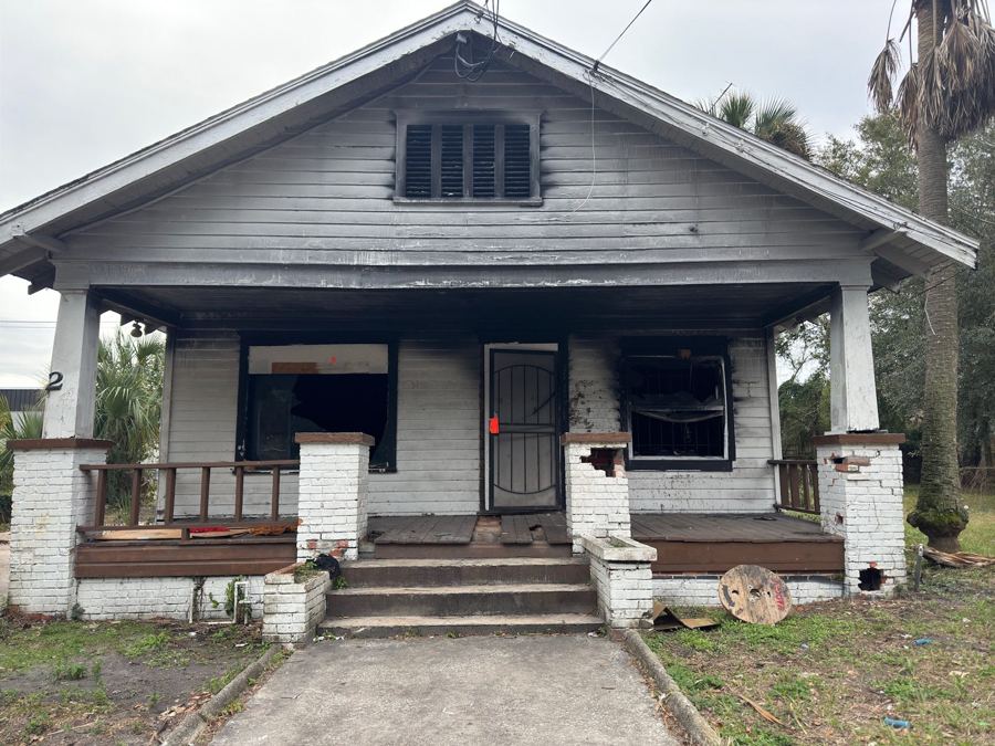 Fire damaged bungalow